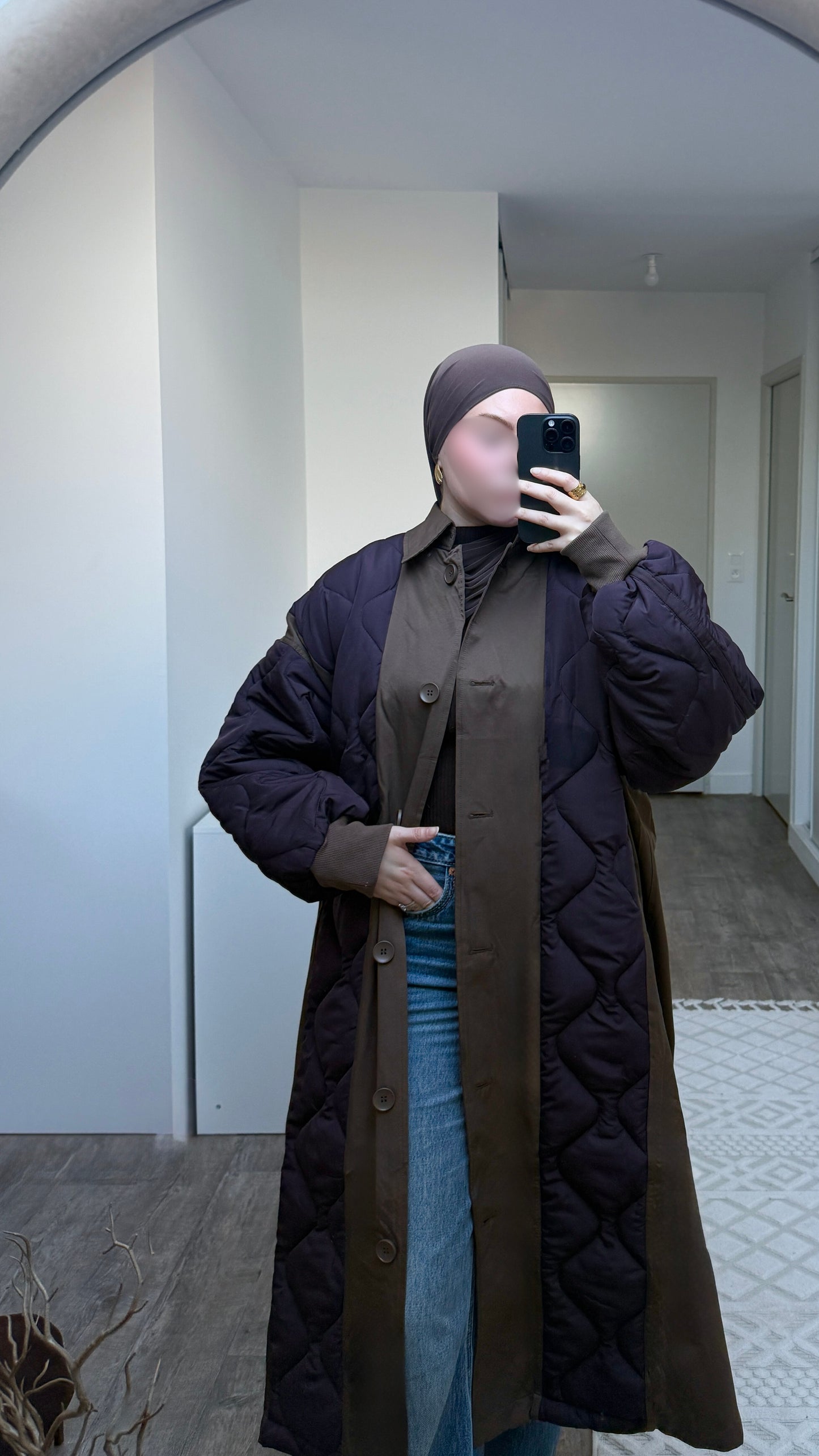 Manteau matelassé oversize bi-matière